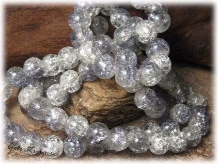 Krackelerad grå/clear glaspärla 20-pack ca 8mm