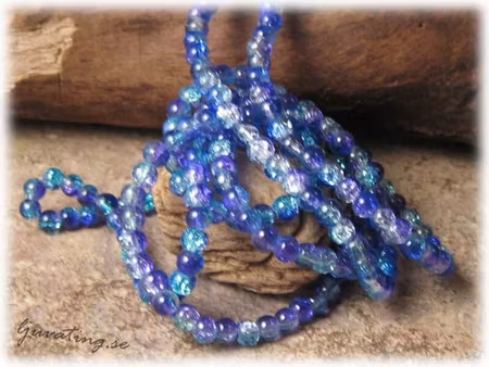 Krackelerad blå/lila glaspärla 40-pack ca 4 mm