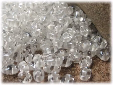 Twin beads crystal vit colorlined ca 2,5x5 mm