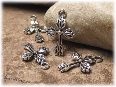 Kors berlock löv 4-pack tibetsilver 26x17 mm