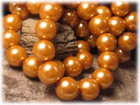 Pärlor i glas färgad guldgul 10-pack ca 12 mm