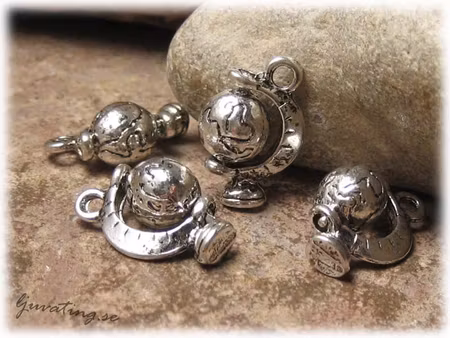 Berlock jordglob runt klot antikfinish ca 18x12 mm