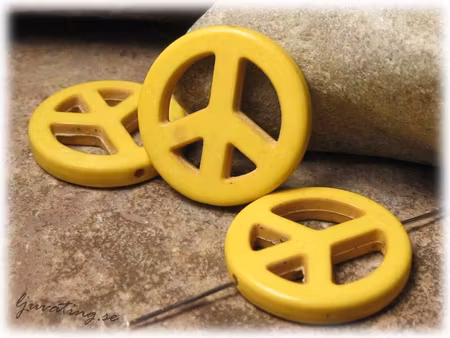 Peacemärke i gul Howlite 25 mm