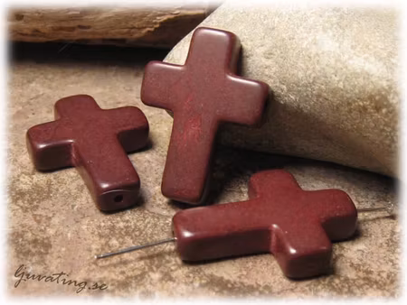 Kors i brun Howlite 30x22 mm