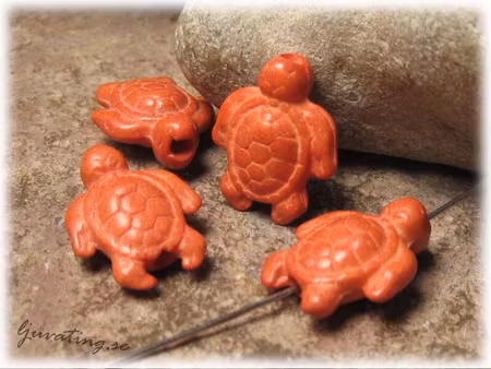 Sköldpadda i orange howlite ca 18x15 mm