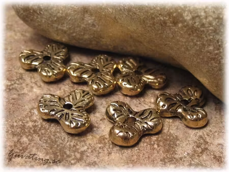 Mellandel 3-bladig antik guldfärgad 6-pack ca 12mm