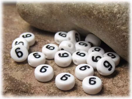 Pärlor siffran 6 i acryl  20-pack ca 7 mm