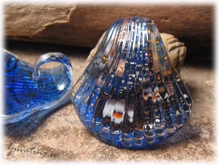 Glashänge snäcka coboltblå med blommor 22x22 mm