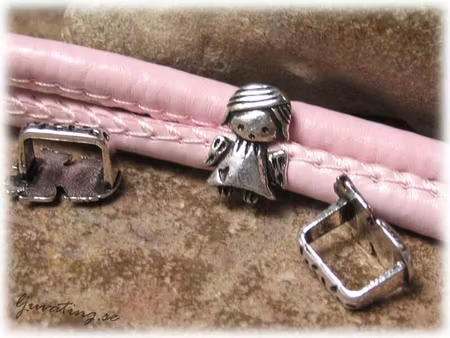 Slider liten ängel i metall hål 2-pack ca 10x6,5 mm