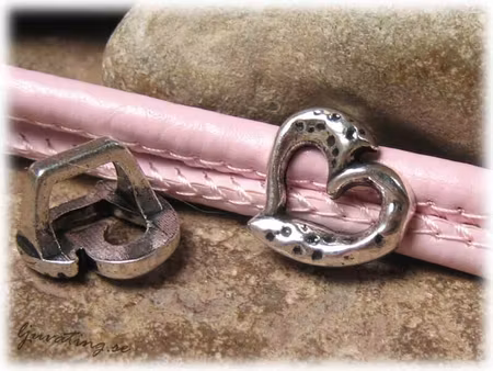 Slider hjärta i metall stort hål ca 10x7 mm