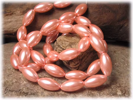 Pärlor i glas oval laxrosa 20-pack ca 16x8 mm