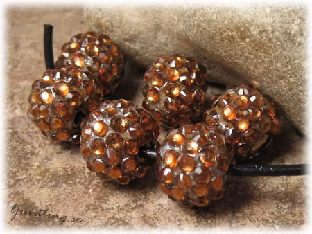 Glittrig pärla amber topaz porslin m strass ca14mm