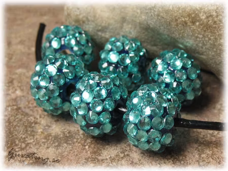 Glittrig pärla petrol porslin m strass ca14mm