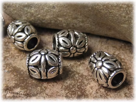 Tunna med stort hål antik silver 10-pack ca 10x8 mm