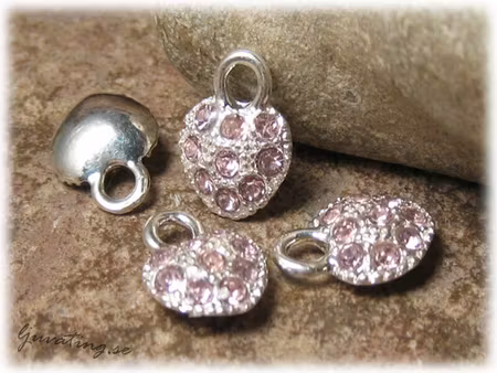 Berlock bling hjärta med rosa strass ca 10x14 mm
