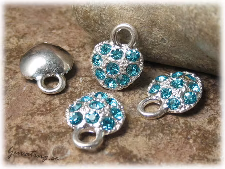 Berlock bling hjärta med blå strass ca 10x14 mm