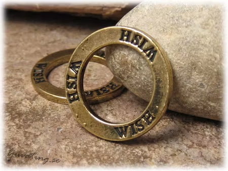 Ring med text WISH antik brons ca 22 mm