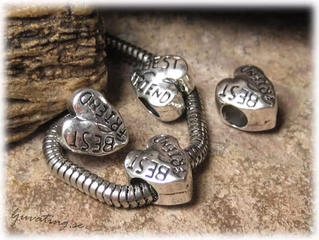 Ormlänkspärla BEST FRIEND i metall ca 15x10 mm