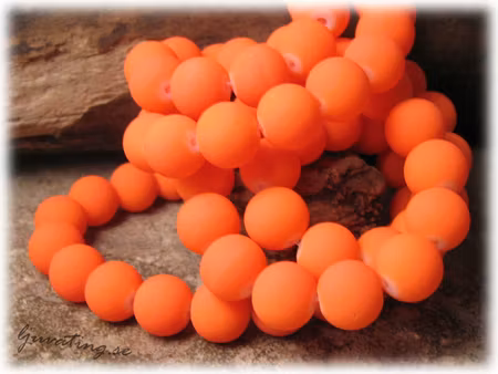 Neonorange glaspärla gummiöverdrag 20-pack ca 10mm