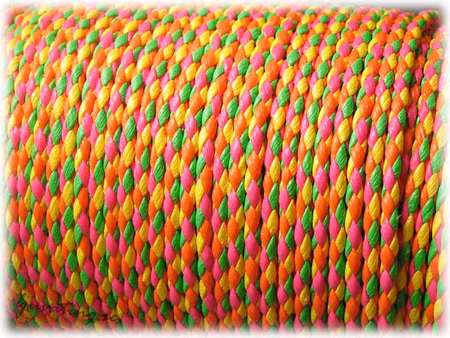 Neon multifärgat flätat fuskläder tjocklek ca 3 mm