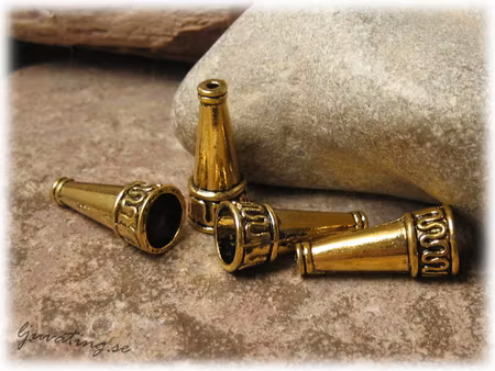 Kon pärlkåpa gf metall mönstrad bård ca 22x10 mm