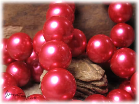 Pärlor i glas rund röd 10-pack 14 mm