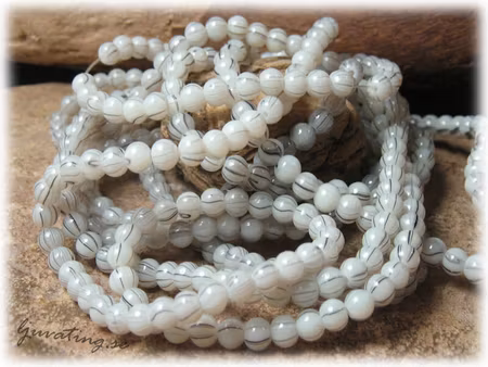 Grå med ränder rund glaspärla 40-pack ca 4 mm