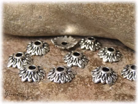 Storpack pärlhatt i tibetsilver 100-pack ca 8 mm