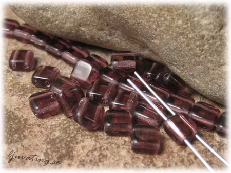 Tile bead amethyst 20-pack ca 6x6 mm 2 hål