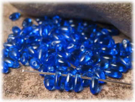 Rizo tjeckiska pärlor sapphire ca 6x2,5 mm