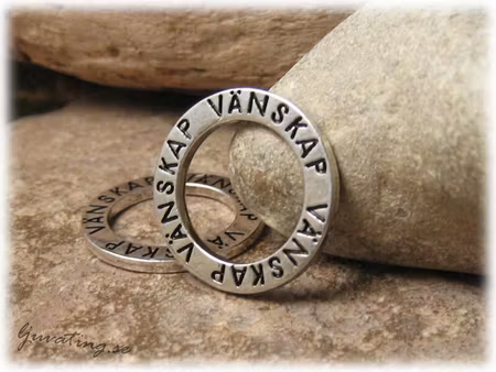 Ring text VÄNSKAP dubbelsidig text ca 23 mm