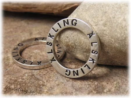 Ring text ÄLSKLING dubbelsidig text ca 23 mm