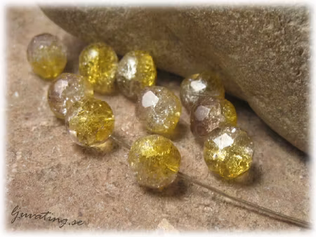 Krackelerad facett 2 färg gul lila 10-pack  ca 8mm