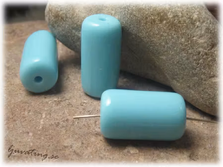 Cylinder tub ljusblå glaspärla ca 23x12 mm