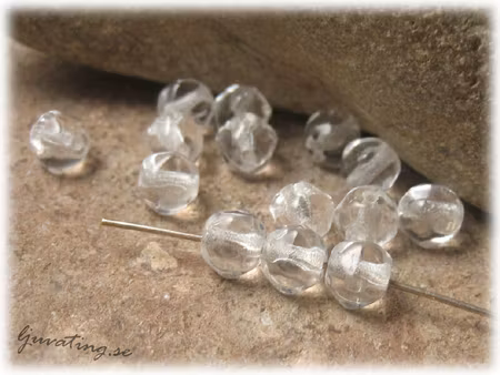Små clear crystal rund kantig glaspärlor 20-pack ca 5 mm