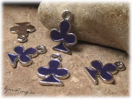 Berlock i metall lila klöver ca 19x15 mm