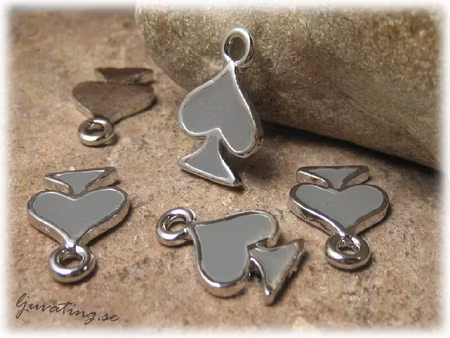 Berlock i metall grått spader ca 19x15 mm