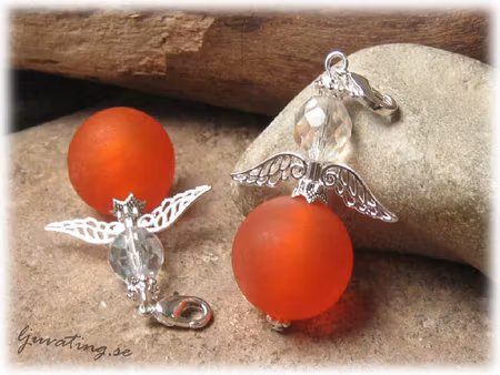 Exklusivt hänge orange ängel modell större 54 mm