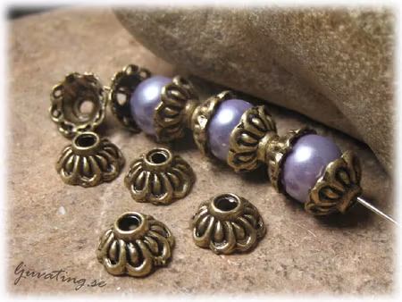 Mönstrad pärlhatt brons 20-pack ca 9 mm