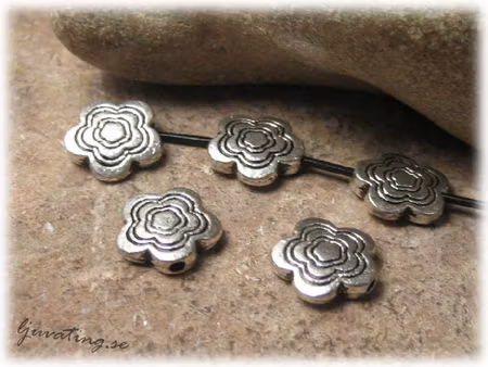 Metallpärla platt blomma 5-pack 12 mm i diameter