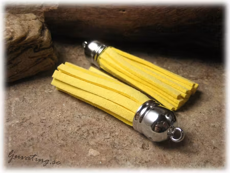 Hänge tofs gul mockaimitation ca 60x12 mm