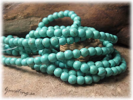 Runda i howlite turkosgrön melerad 30-pack ca 6 mm