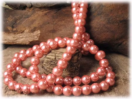 1 sträng vaxad rund gammelrosa ca 8 mm