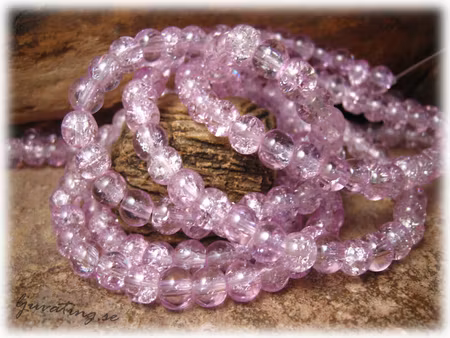 Krackelerad rosa med lilaton glaspärla 30-pack ca 6 mm