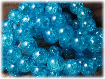 1 sträng krackelerad mörk turkos rund glaspärla ca 12 mm