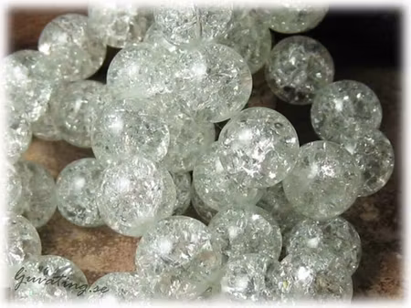 1 sträng krackelerad clear rund glaspärla ca 12 mm