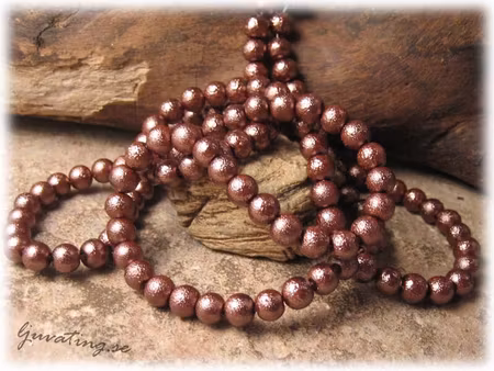 1 sträng brun glaspärla ispärla med struktur ca 6mm