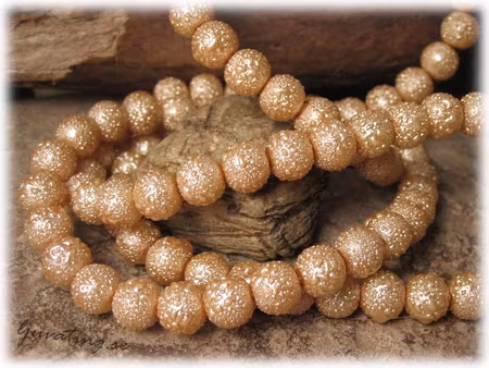 1 sträng champagne glaspärla ispärla med struktur ca 8 mm