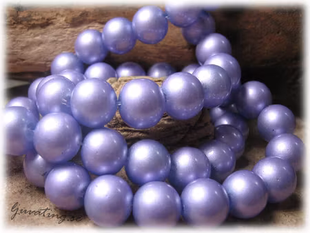 1 sträng vaxad rund lila glaspärla ca 12 mm