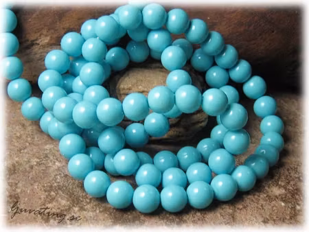 2:a sortering 1 sträng glaspärlor runda ljusblå ca 8 mm